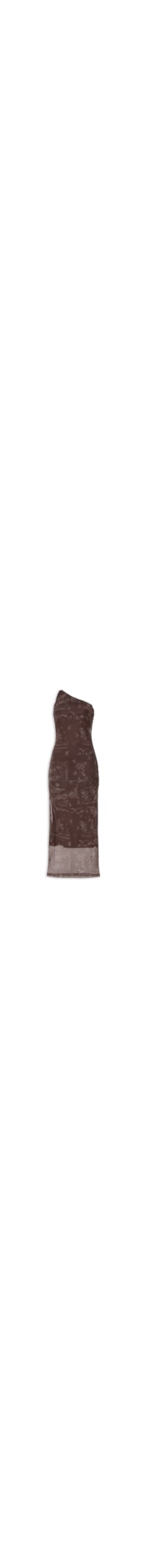 Vestido De Um Ombro Só Bandana Choco - Marrom