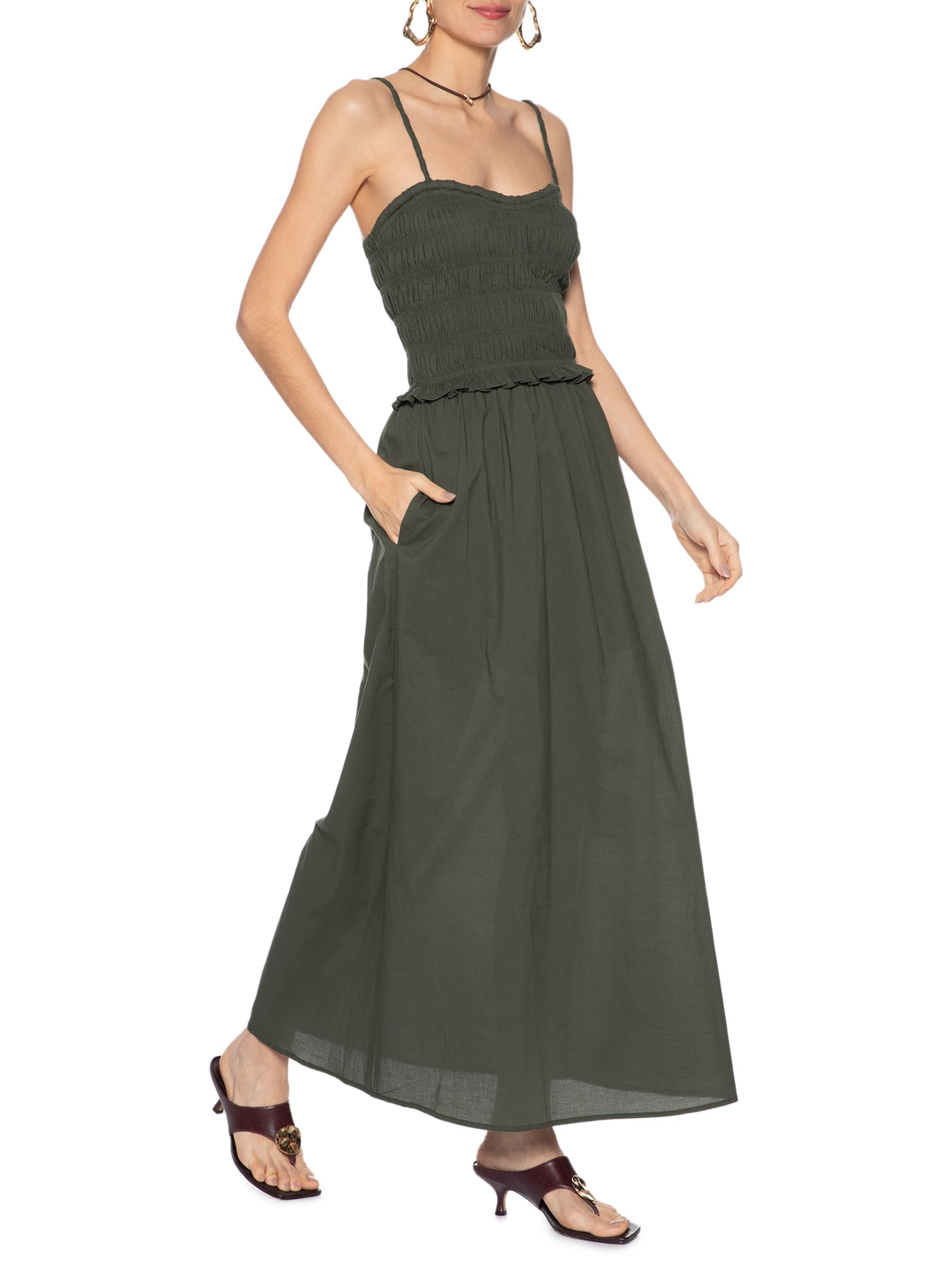 Vestido De Voil Com Enchimento No Decote Verde Animale Jeans