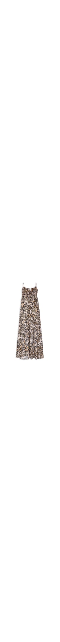 Vestido De Voil De Algodão Camadas Estampado - Preto