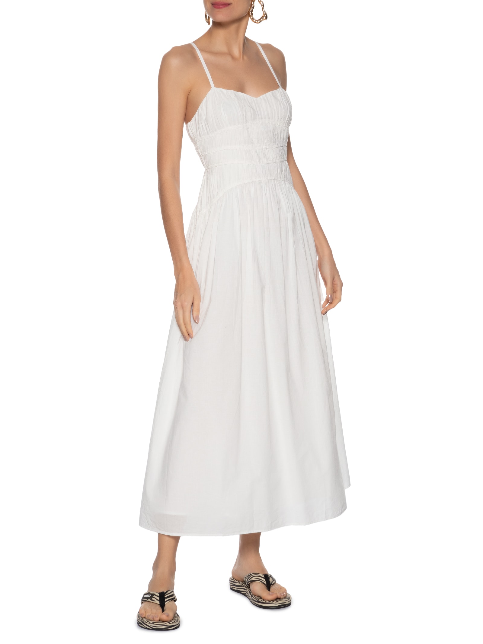 Vestido De Voil Franzido Branco Animale Jeans