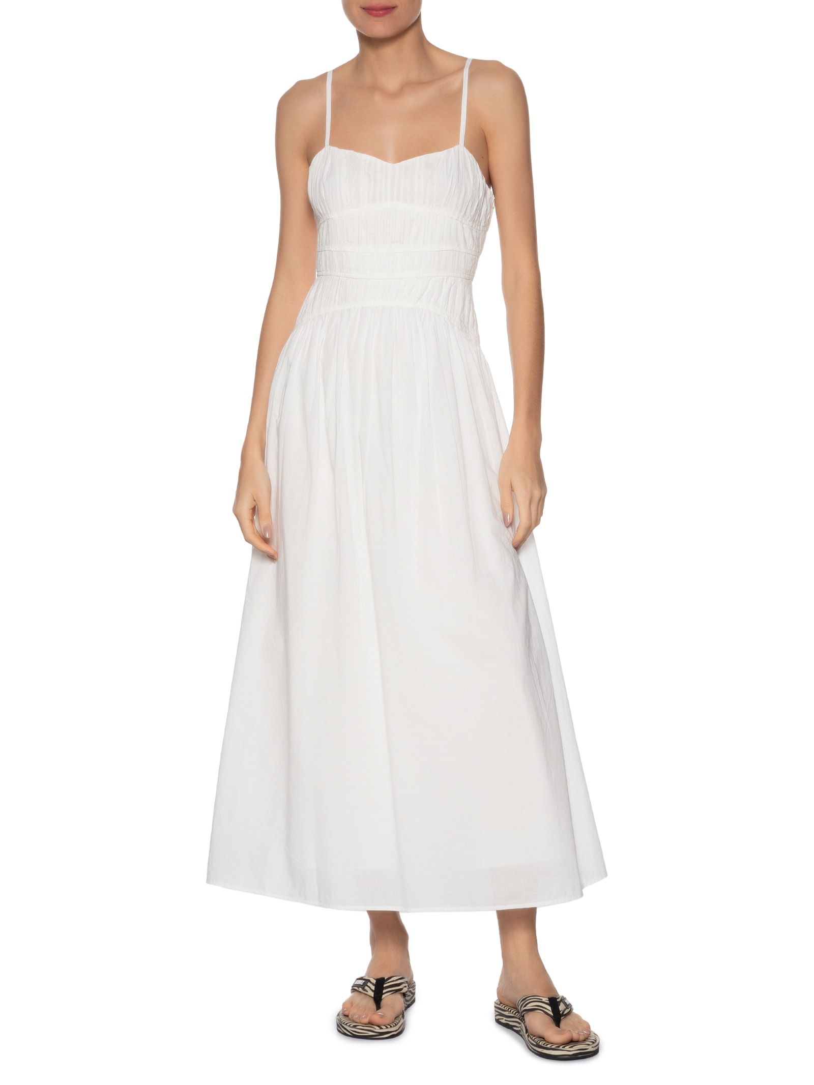 Vestido De Voil Franzido Branco Animale Jeans