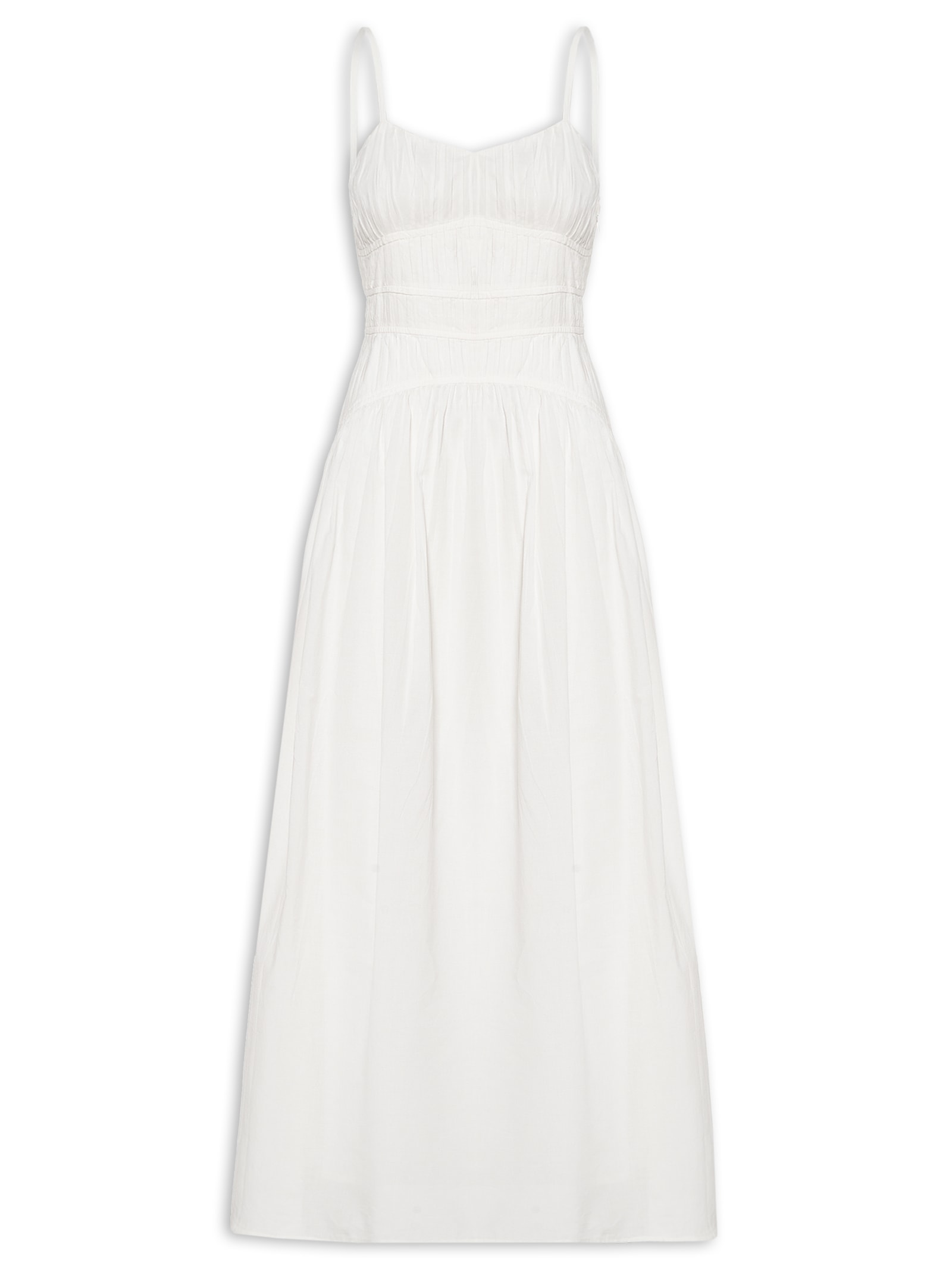 Vestido De Voil Franzido Branco Animale Jeans