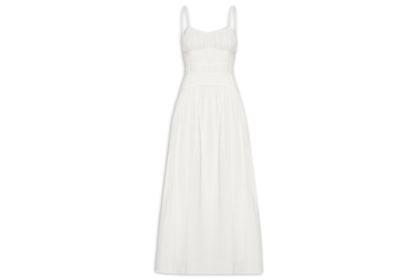 Vestido De Voil Franzido - Branco