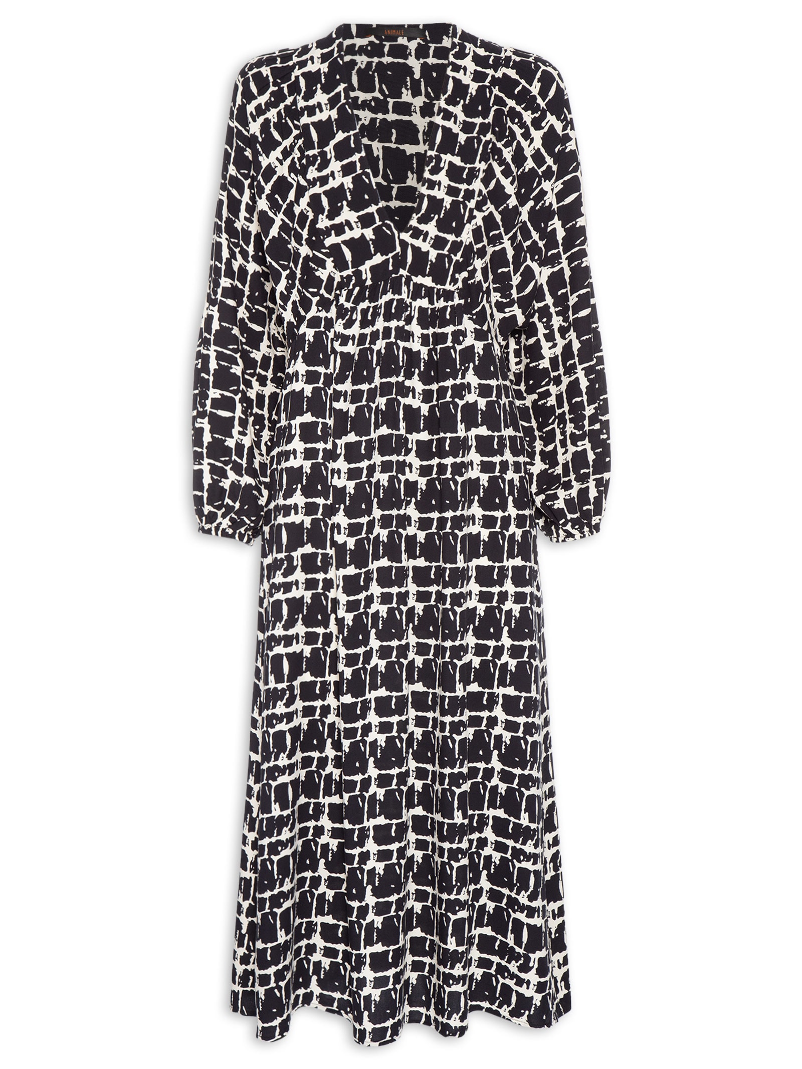 Vestido Decote Atado Textura Xadrez Preto Animale