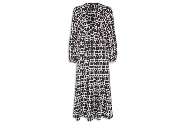 Vestido Decote Atado Textura Xadrez - Preto