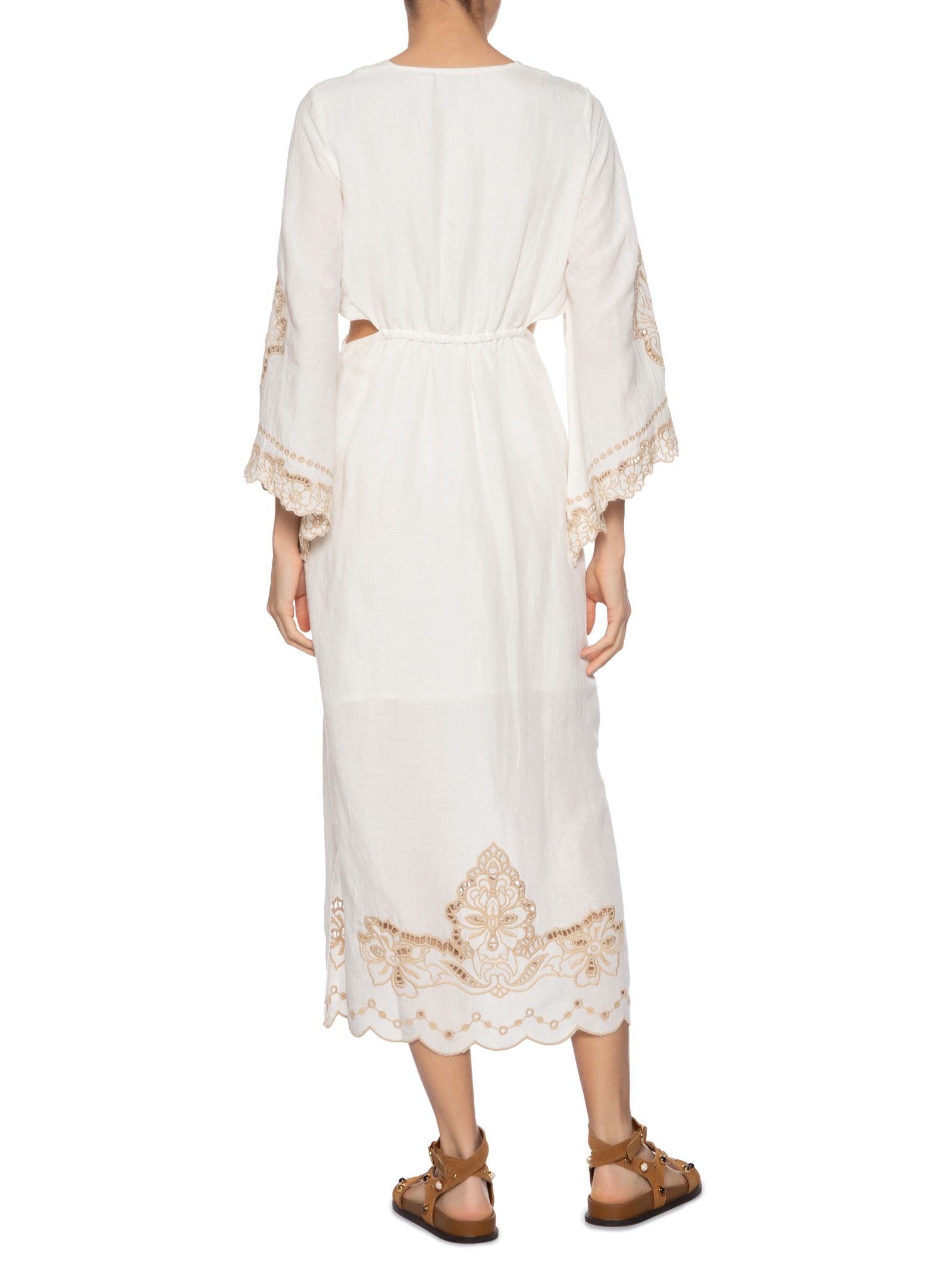 Vestido Decote Bordado Bloom Branco Maria Filó