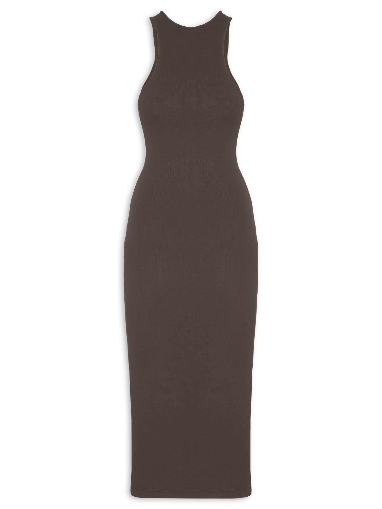 Vestido Decote Costas Marrom Farm