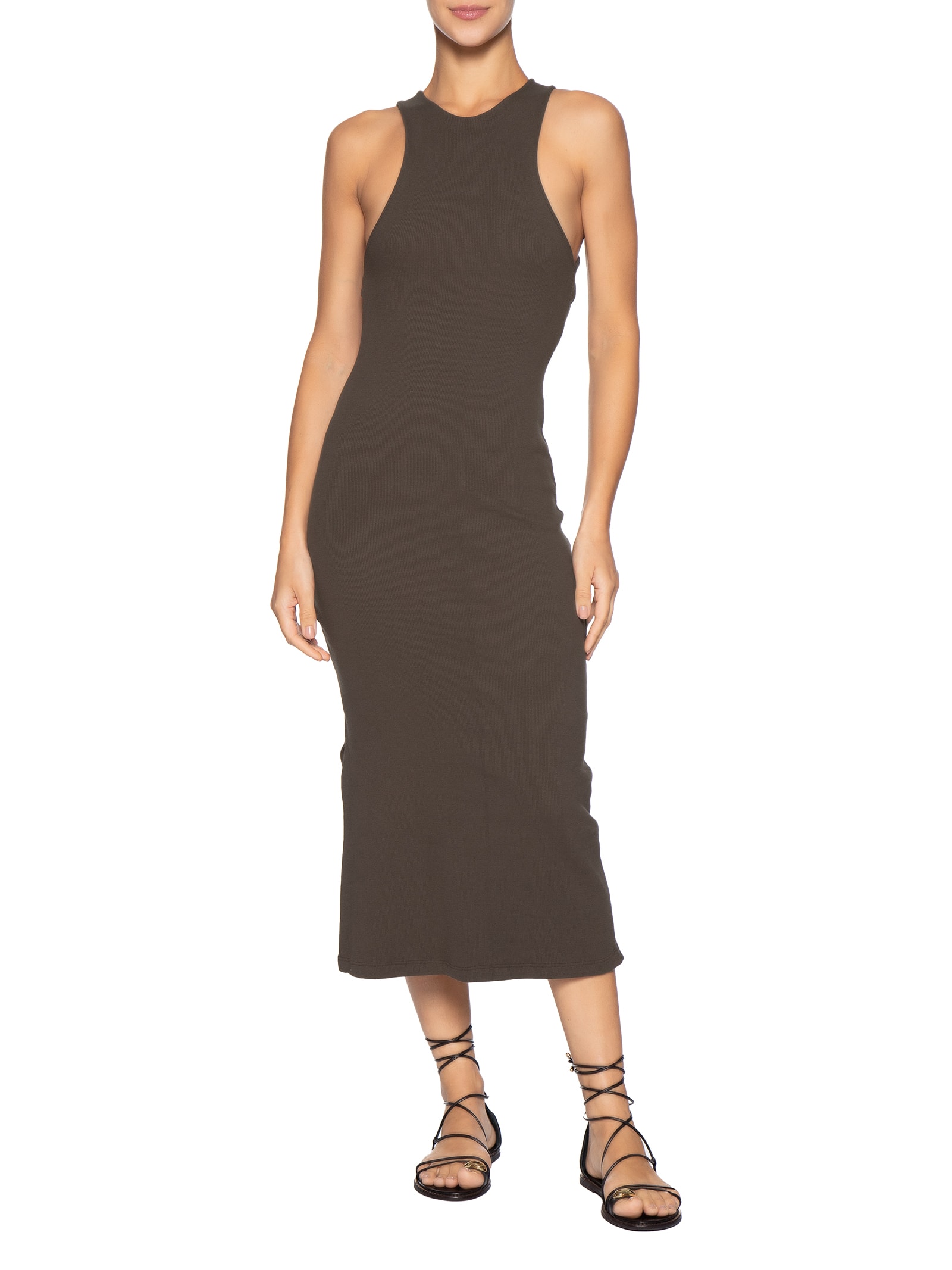 Vestido Decote Costas Marrom Farm