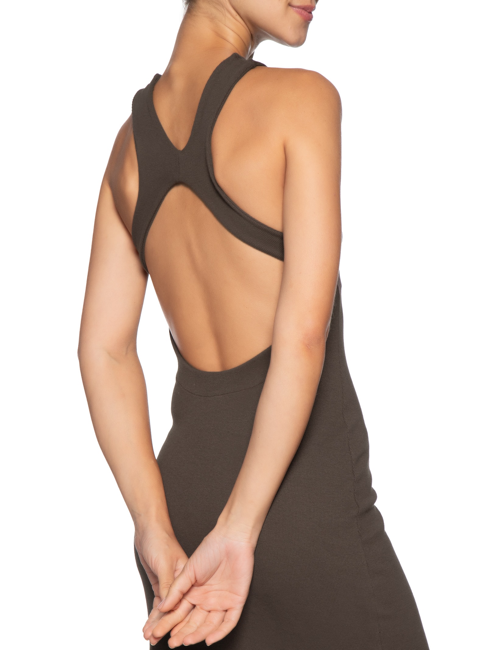 Vestido Decote Costas Marrom Farm