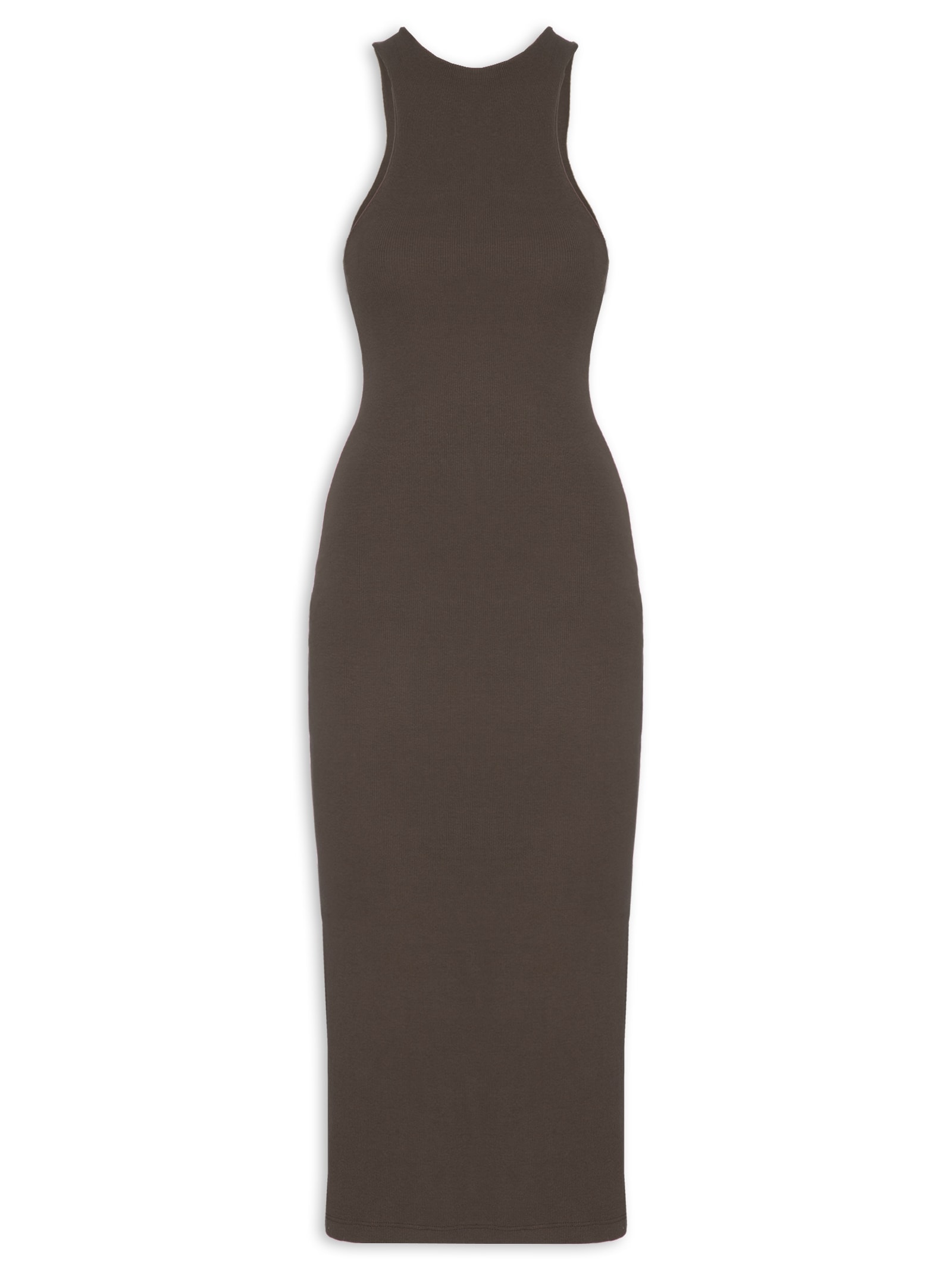 Vestido Decote Costas Marrom Farm