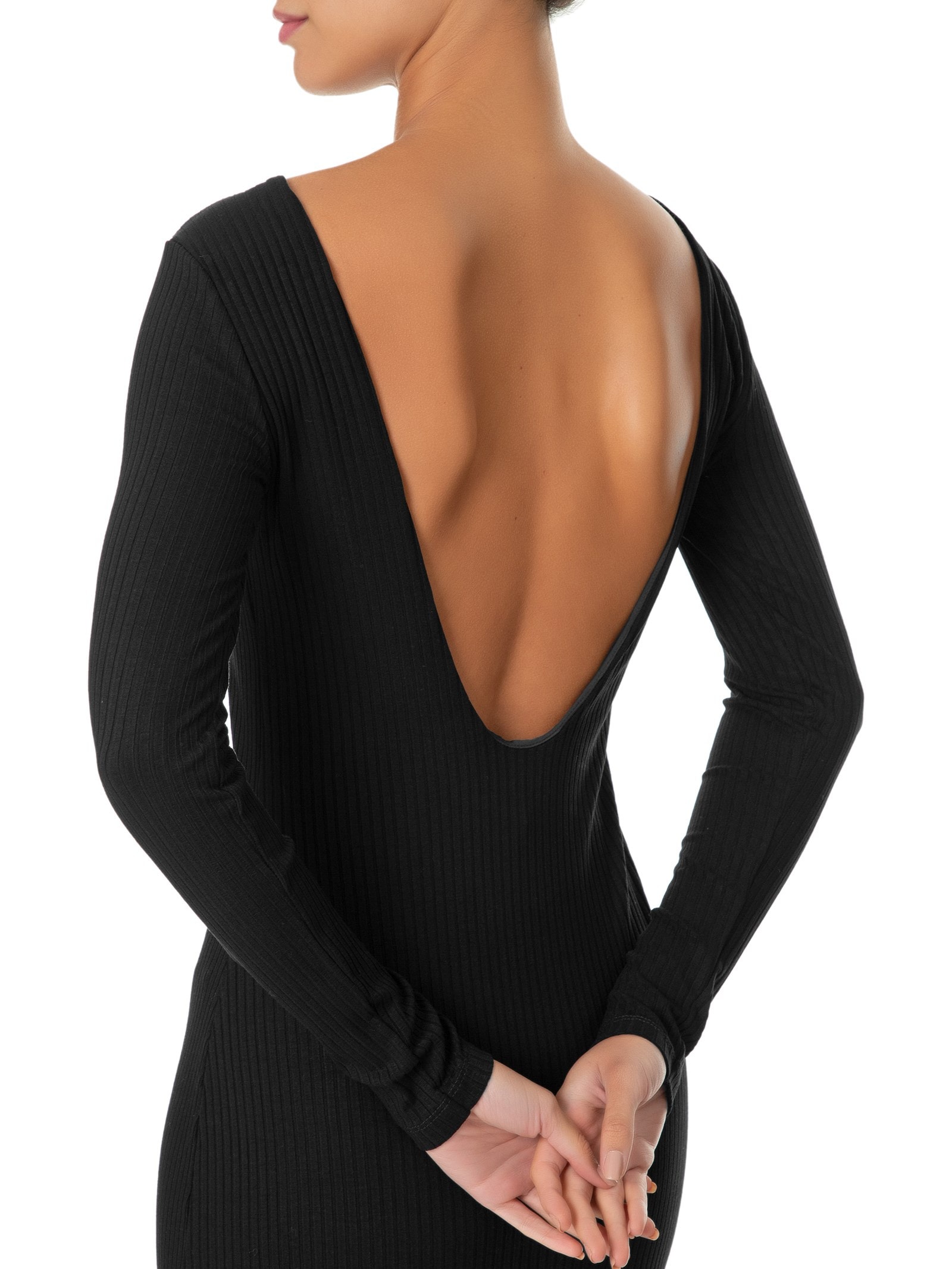 Nas Costas Vestido Longo Preto Decotado Farm Vestido Decote Costas