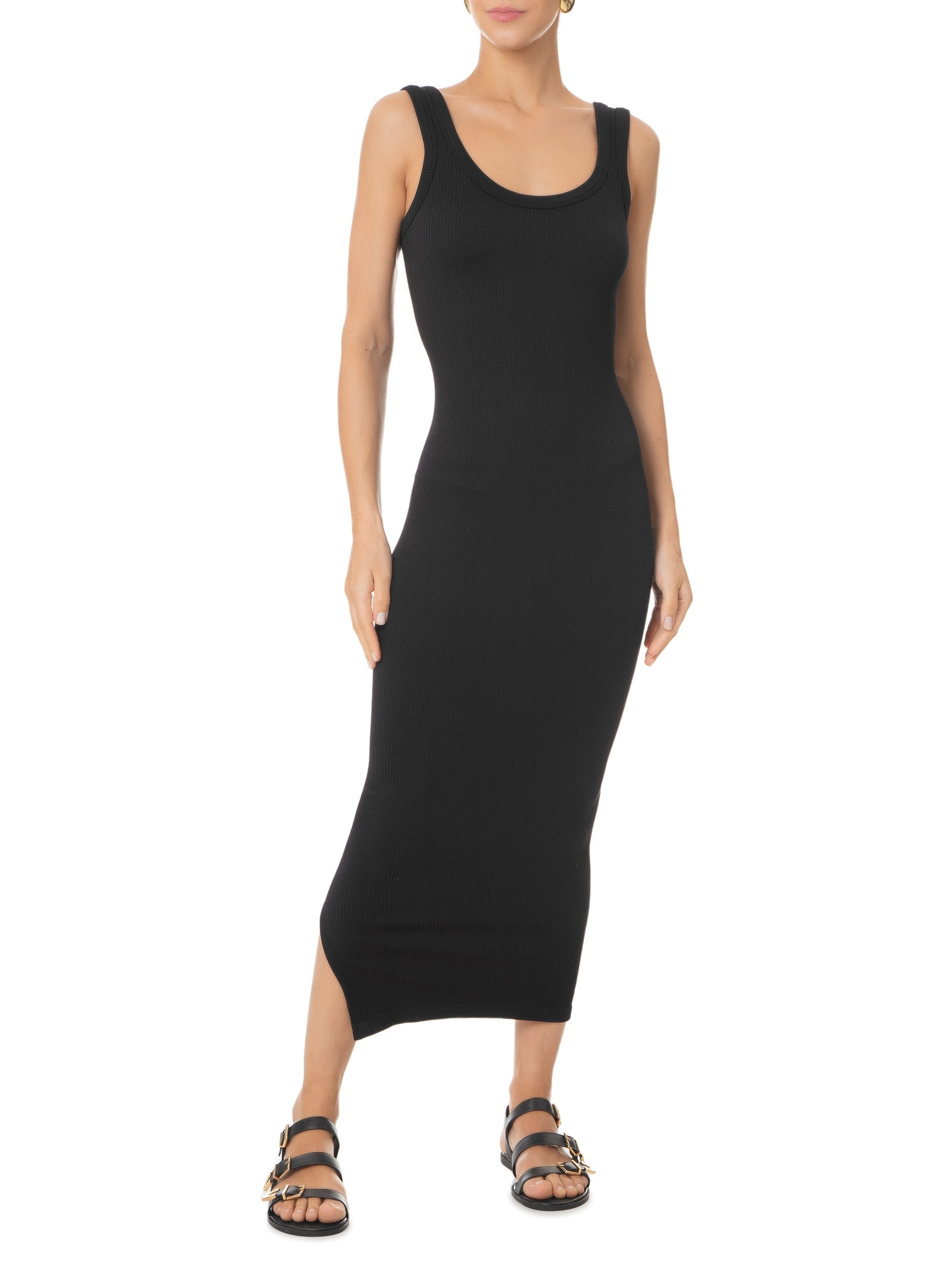 Vestido Decote em U Preto Basiq