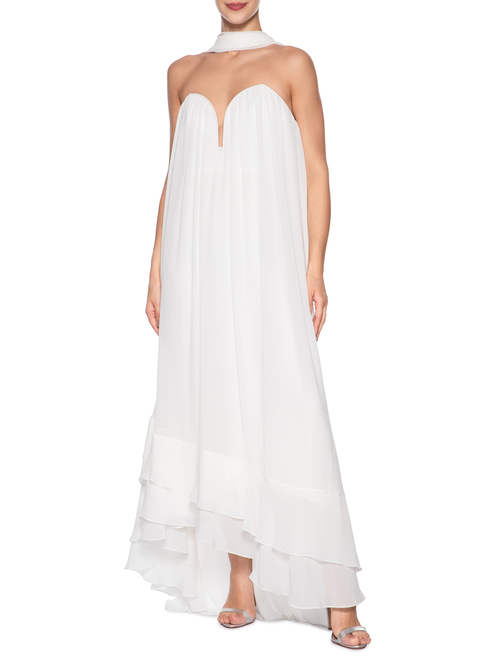 Vestido Decote Faixa Chiffon Branco Dress To