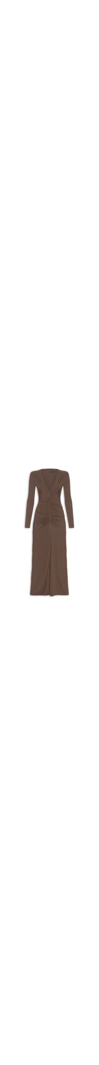 Vestido Decote Franzido Jersey – Marrom