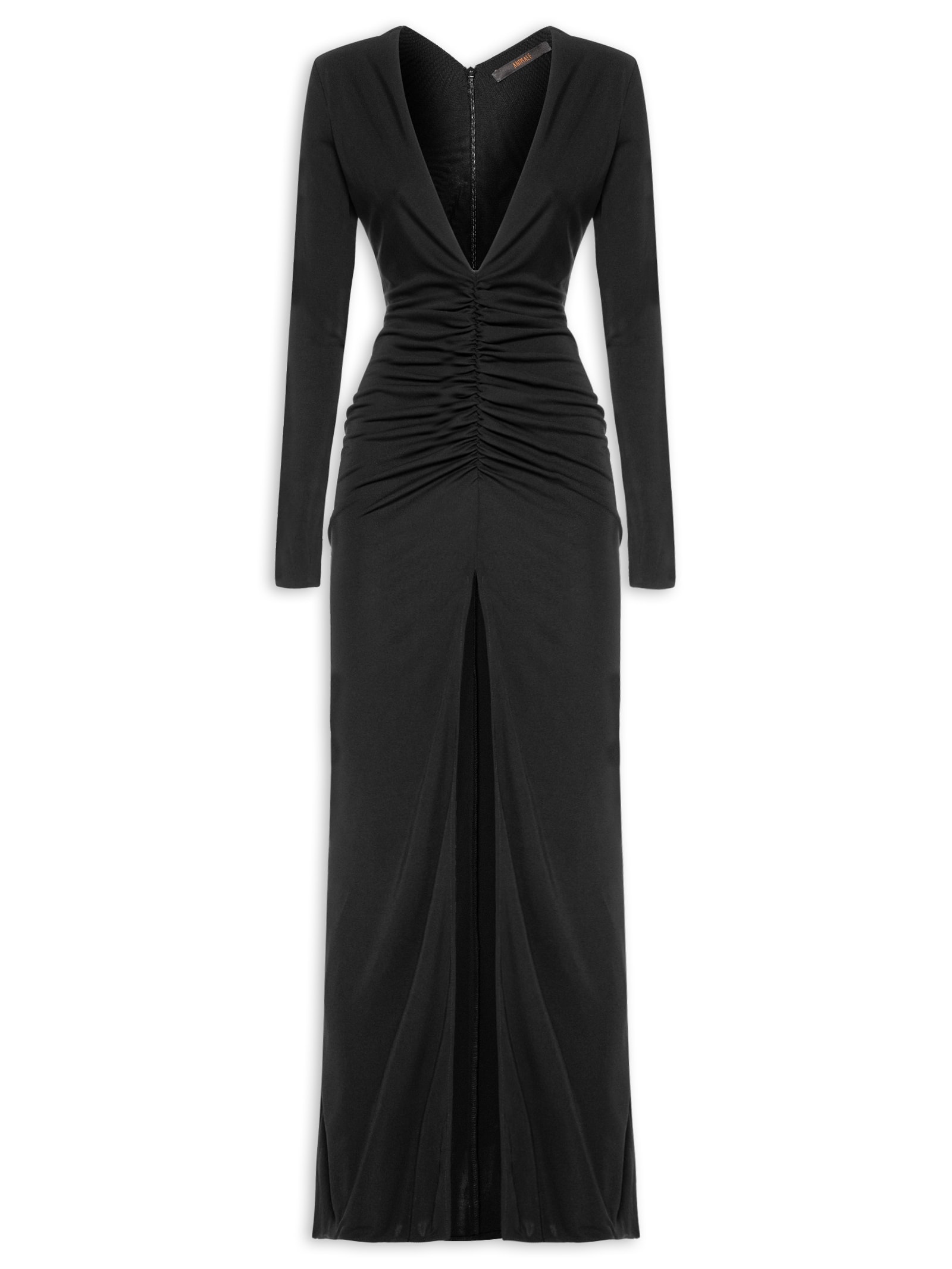 Vestido Decote Franzido Preto Animale