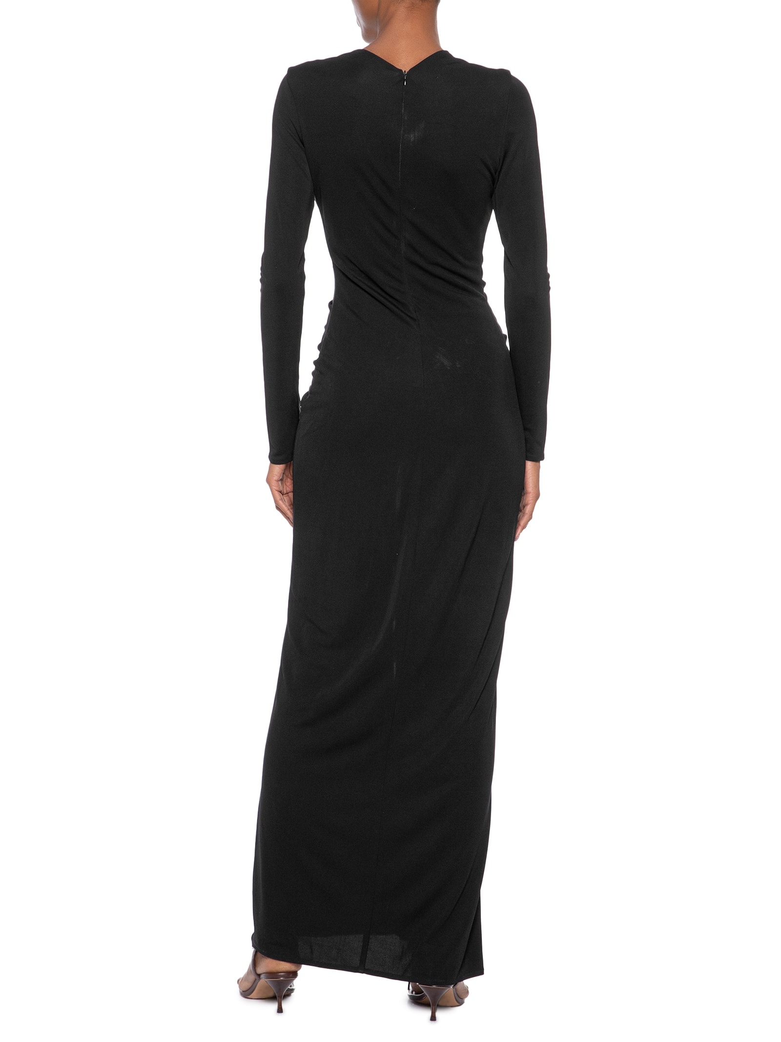 Vestido Decote Franzido Preto Animale