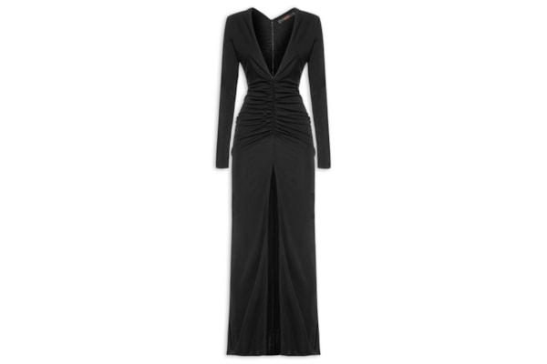 Vestido Decote Franzido - Preto