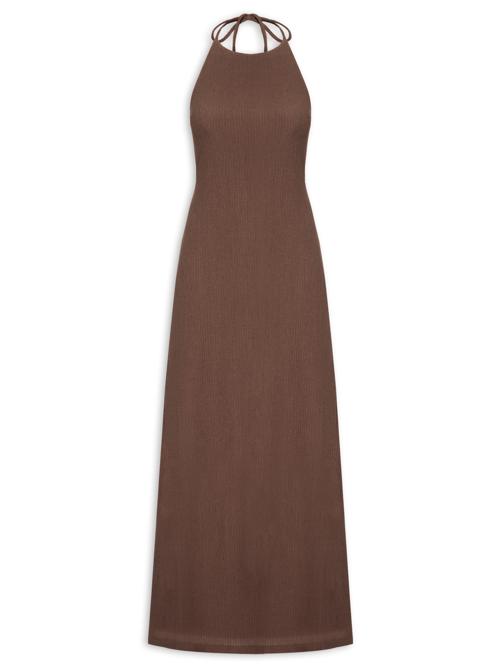 Vestido Decote Frente Única Marrom Farm