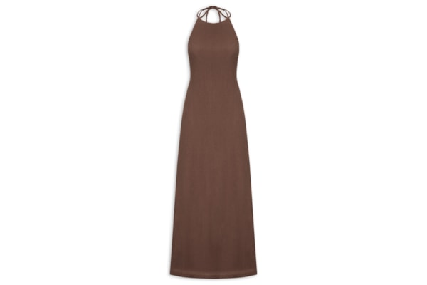 Vestido Decote Frente Única - Marrom