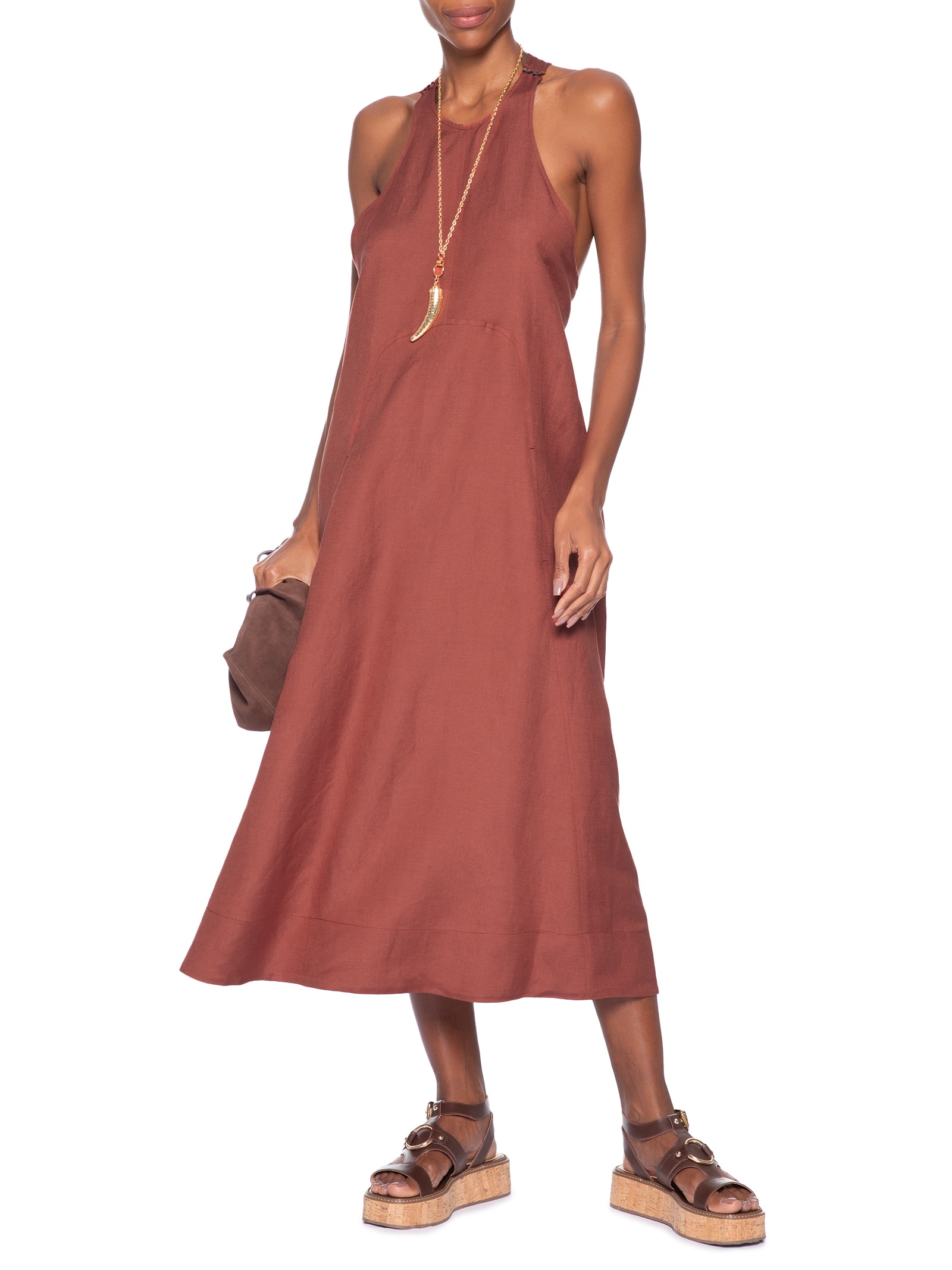 Vestido Decote Nadador Laranja Animale