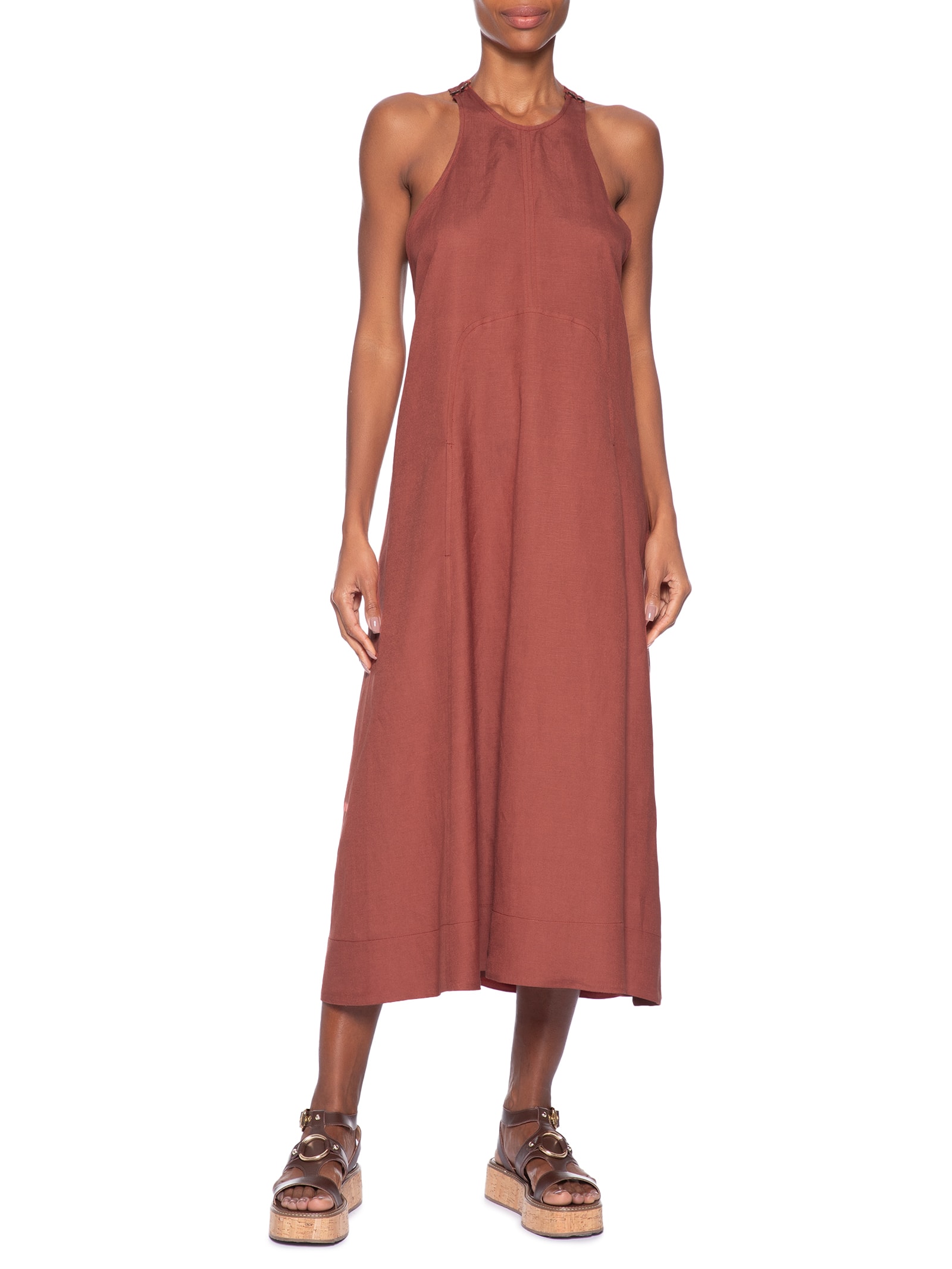 Vestido Decote Nadador Laranja Animale