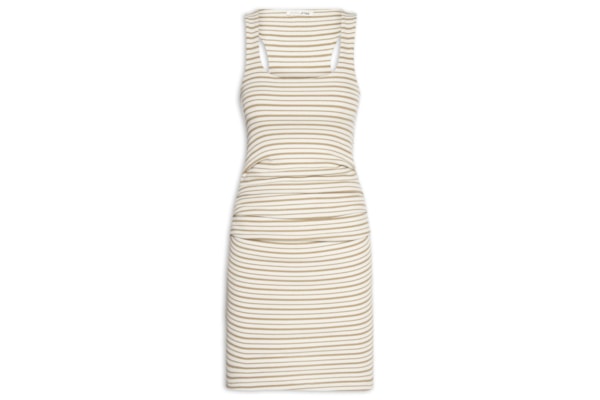 Vestido Decote Quadrado Fio Tinto - Bege