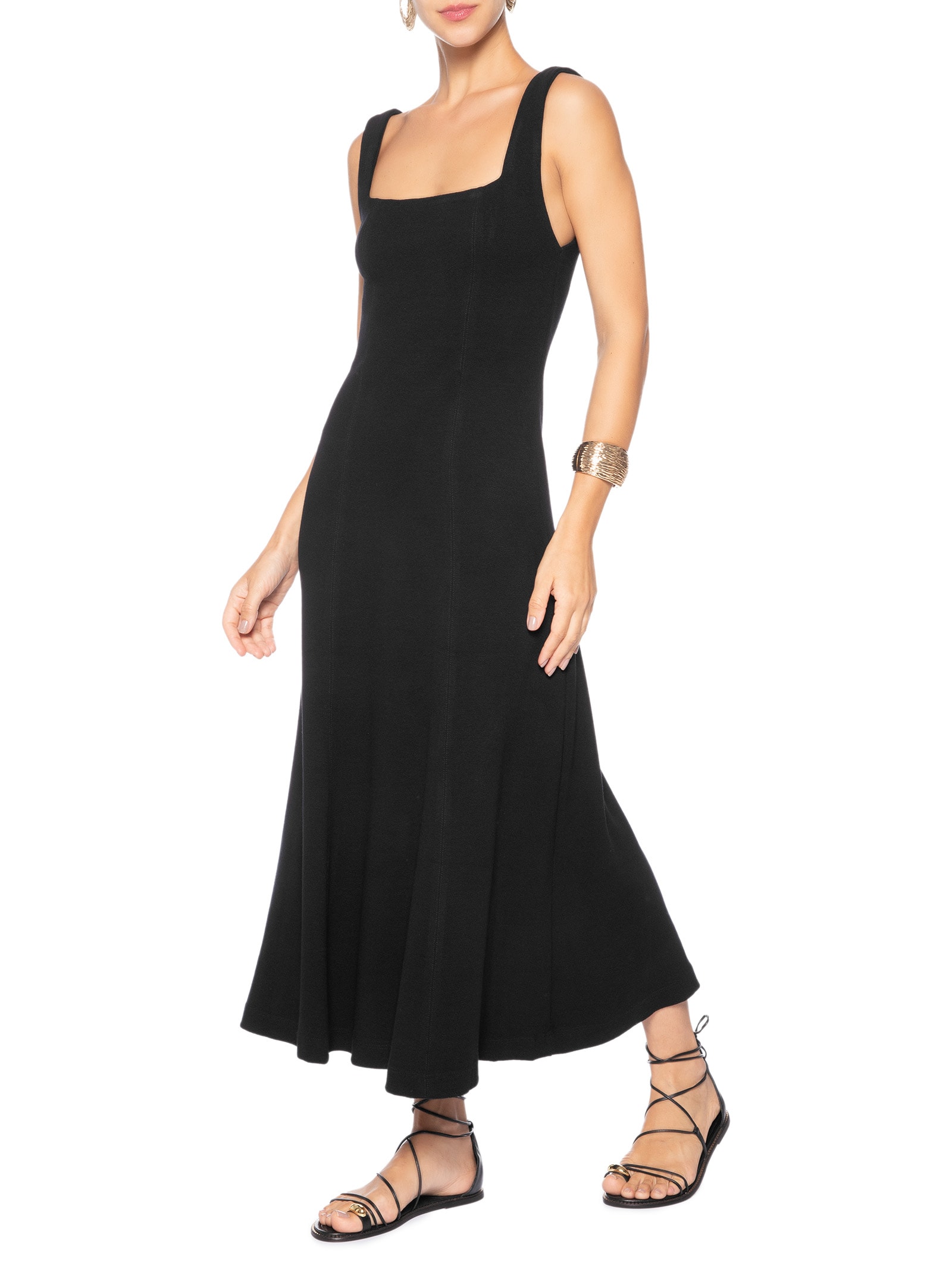 Vestido Decote Quadrado Preto Animale