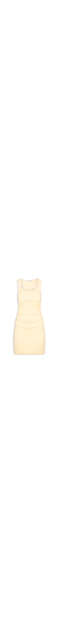 Vestido Decote Quadrado Sólido - Amarelo