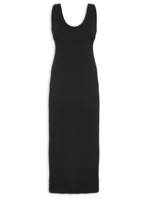 Vestido Decote Regata Ribana - Preto