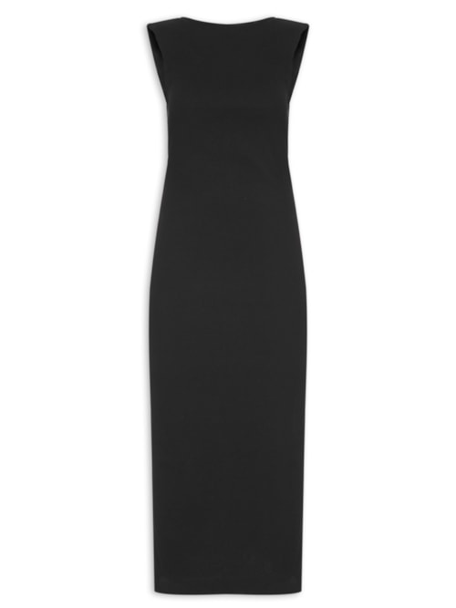 Vestido Decote Rib - Preto
