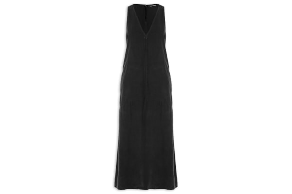 Vestido Decote V Pesponto - Preto