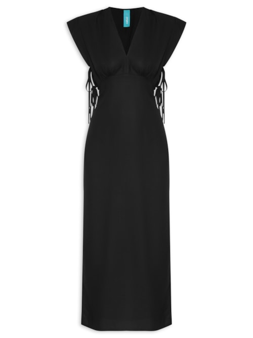 Vestido Decote V - Preto