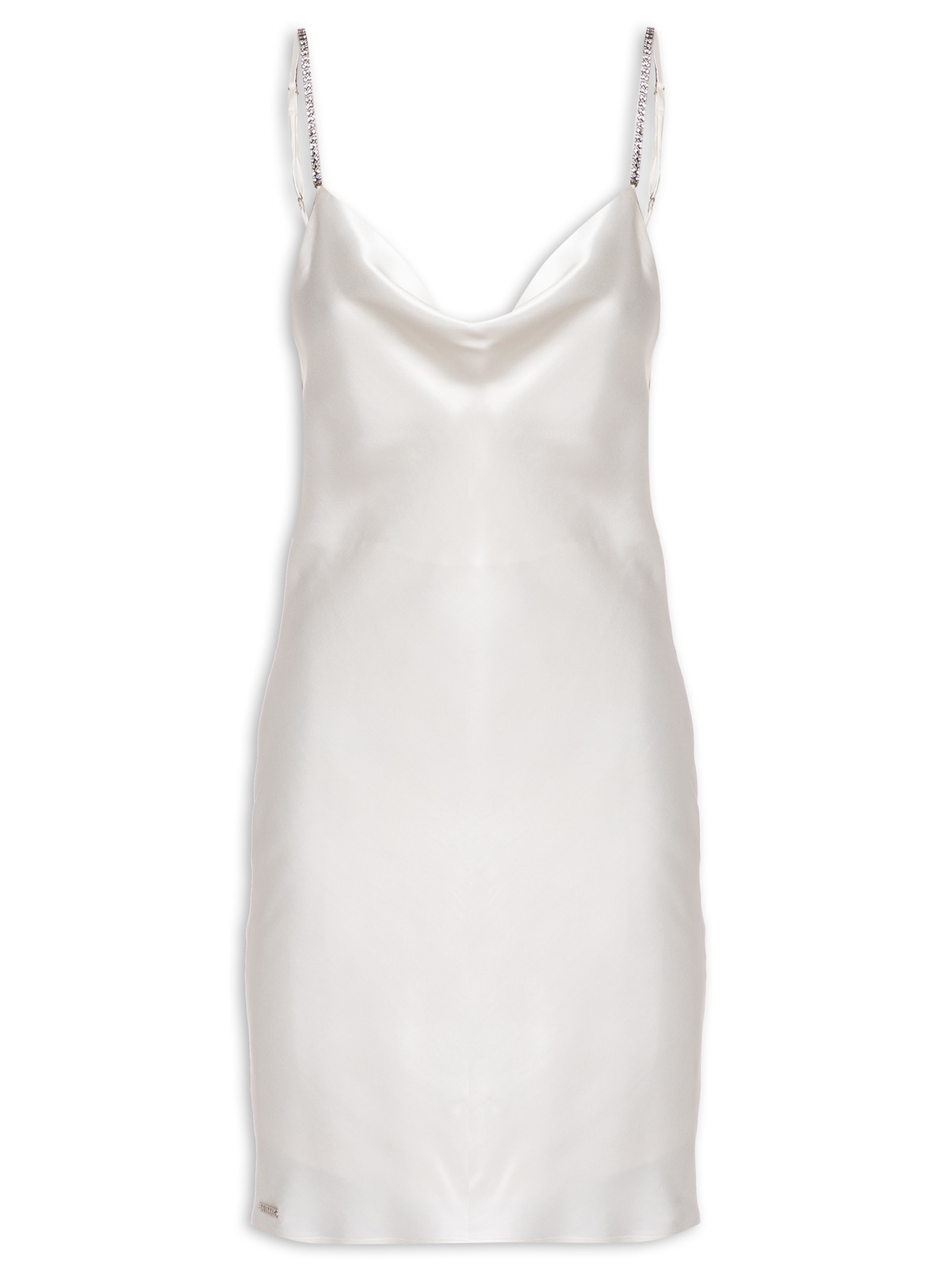Vestido Degagê Com Correntes Acetinado Shell Branco Colcci
