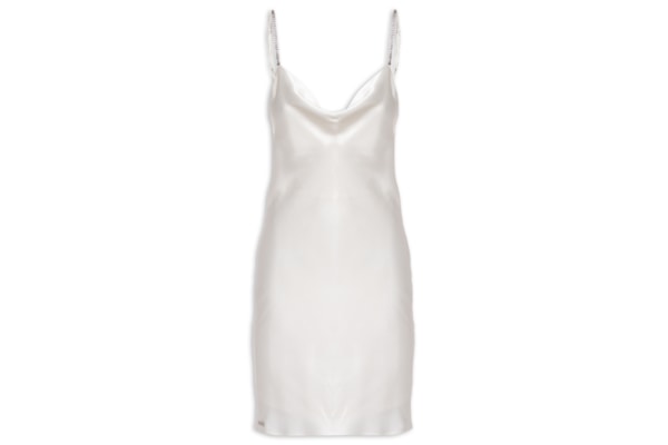 Vestido Degagê Com Correntes Acetinado Shell - Branco