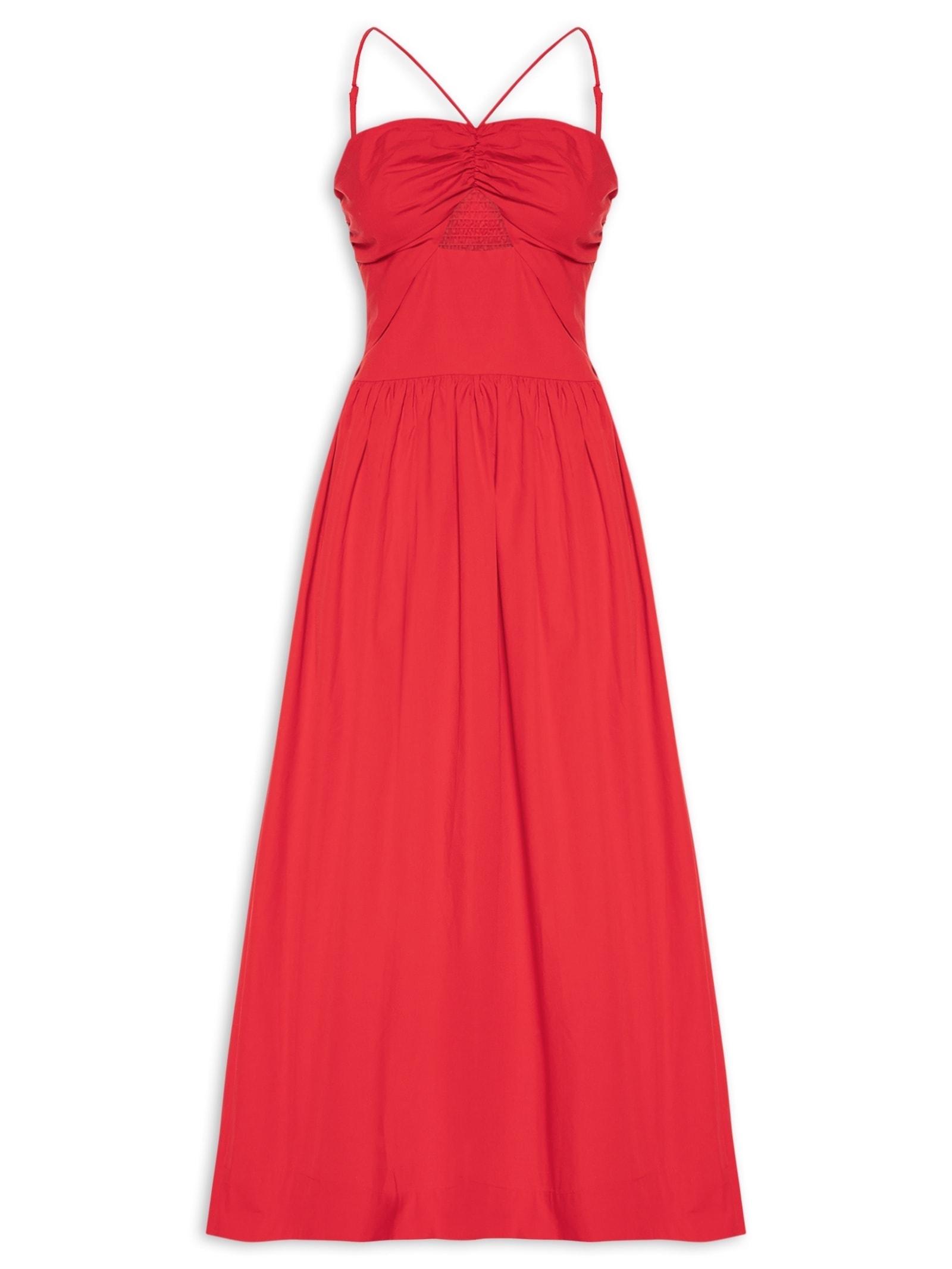 Vestido Detalhe Amarração Vermelho Farm