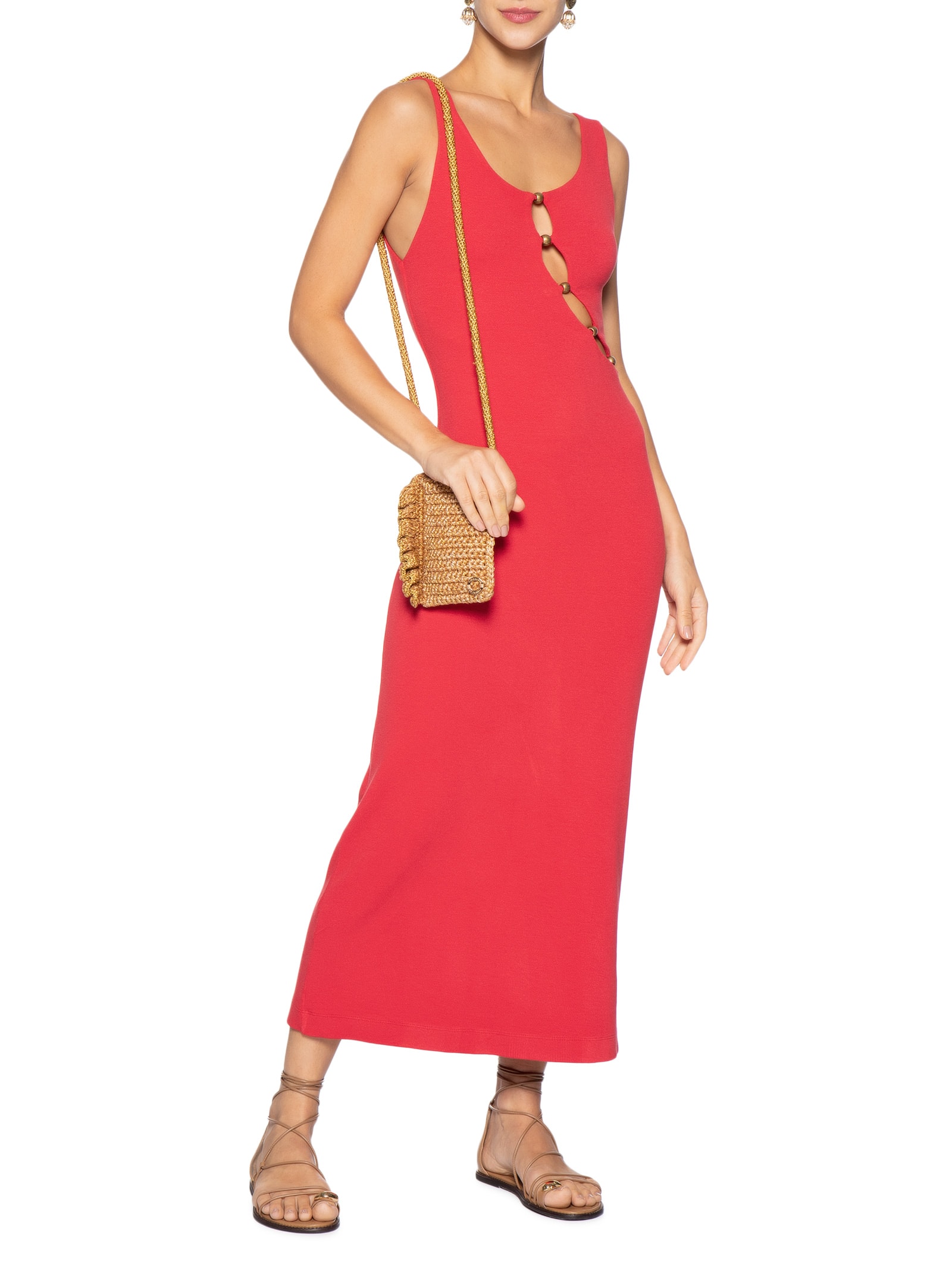 Vestido Detalhe Busto Vermelho Farm