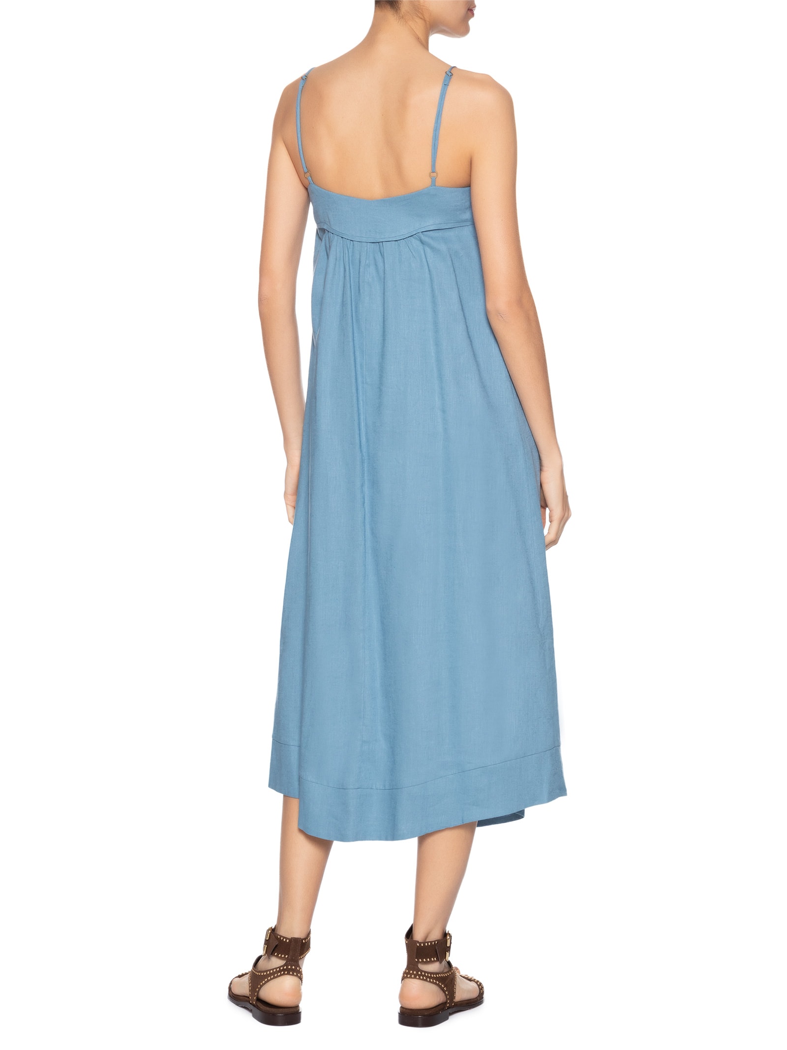 Vestido Detalhe Decote Azul Maria Filó