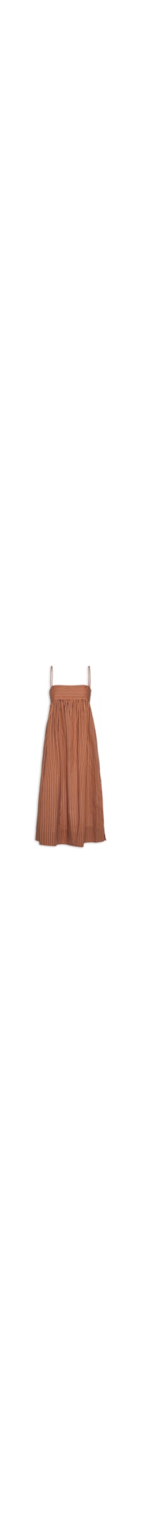 Vestido Devoil De Algodão Midi Top Faixa Listrado - Laranja