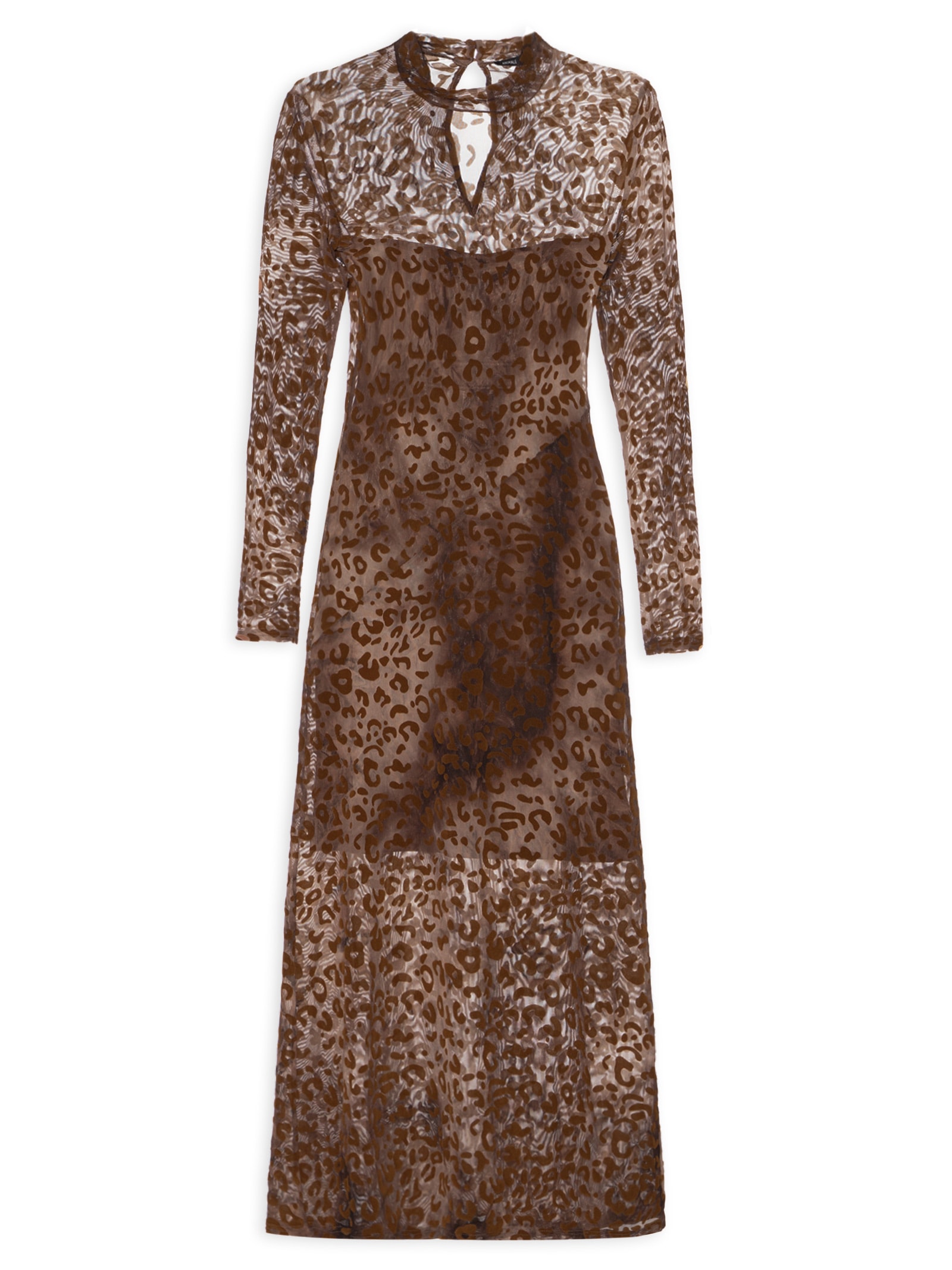 Vestido Devorê Onça Manga Longa Animal Print Animale Jeans