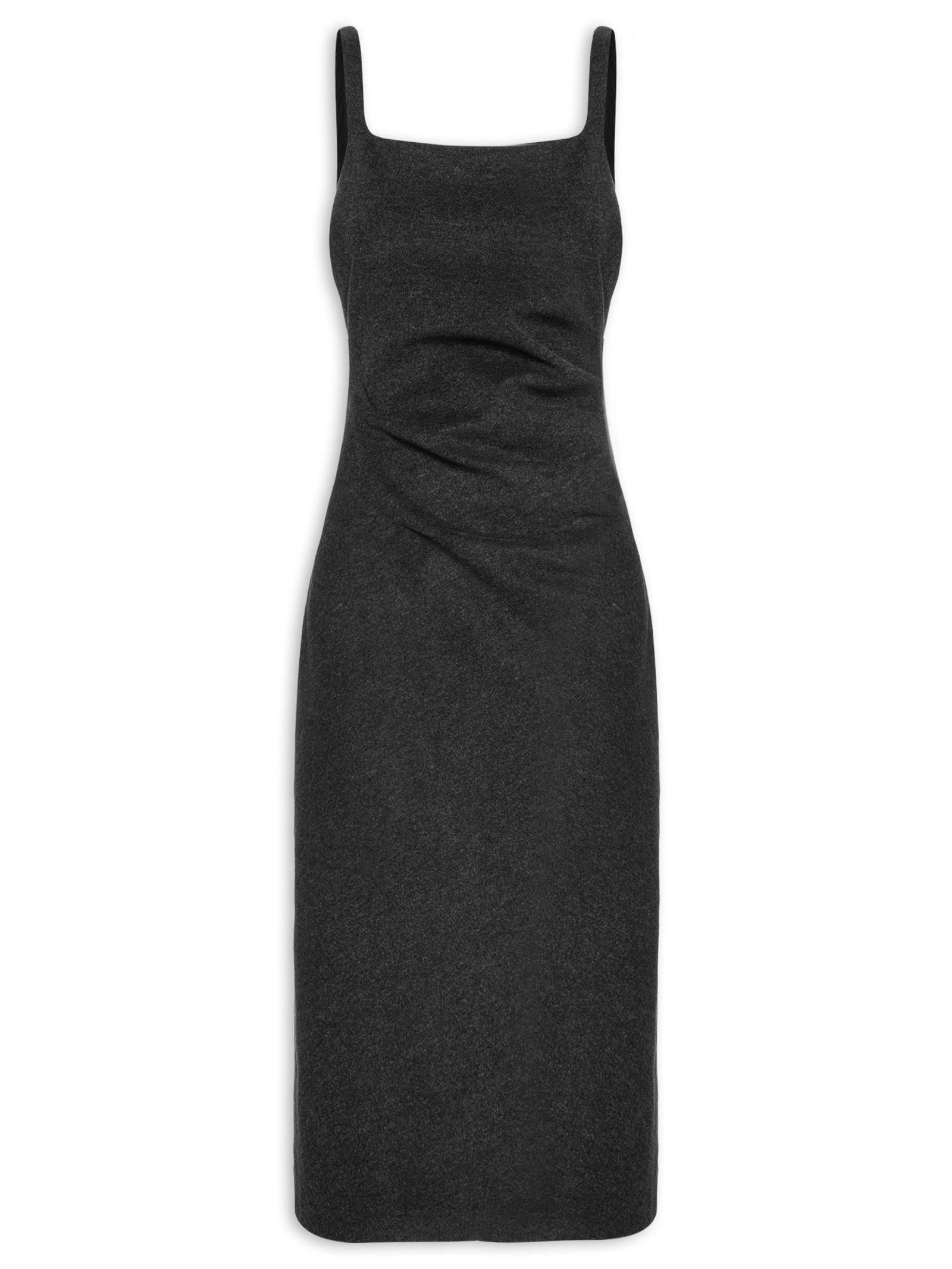 Vestido Drapeado Peletizado 360 Preto Shoulder