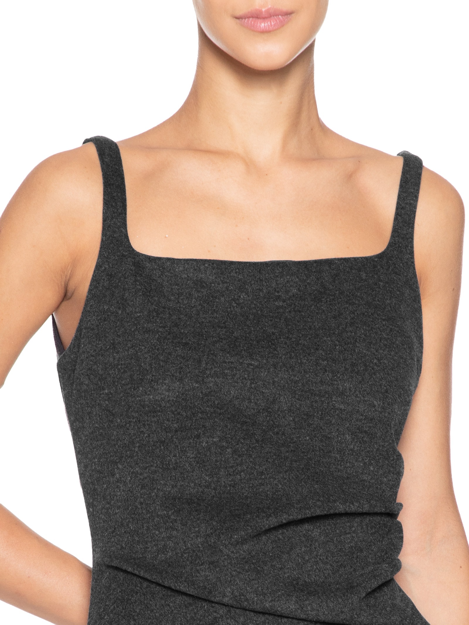 Vestido Drapeado Peletizado 360 Preto Shoulder
