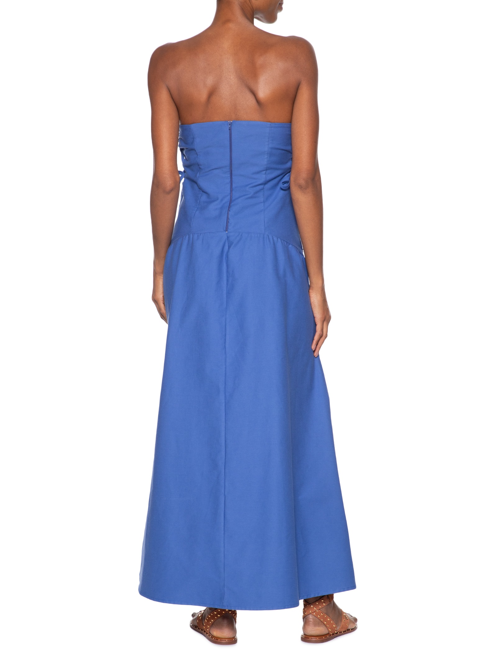 Vestido Drop Waist Amarração Lateral Azul Cacay