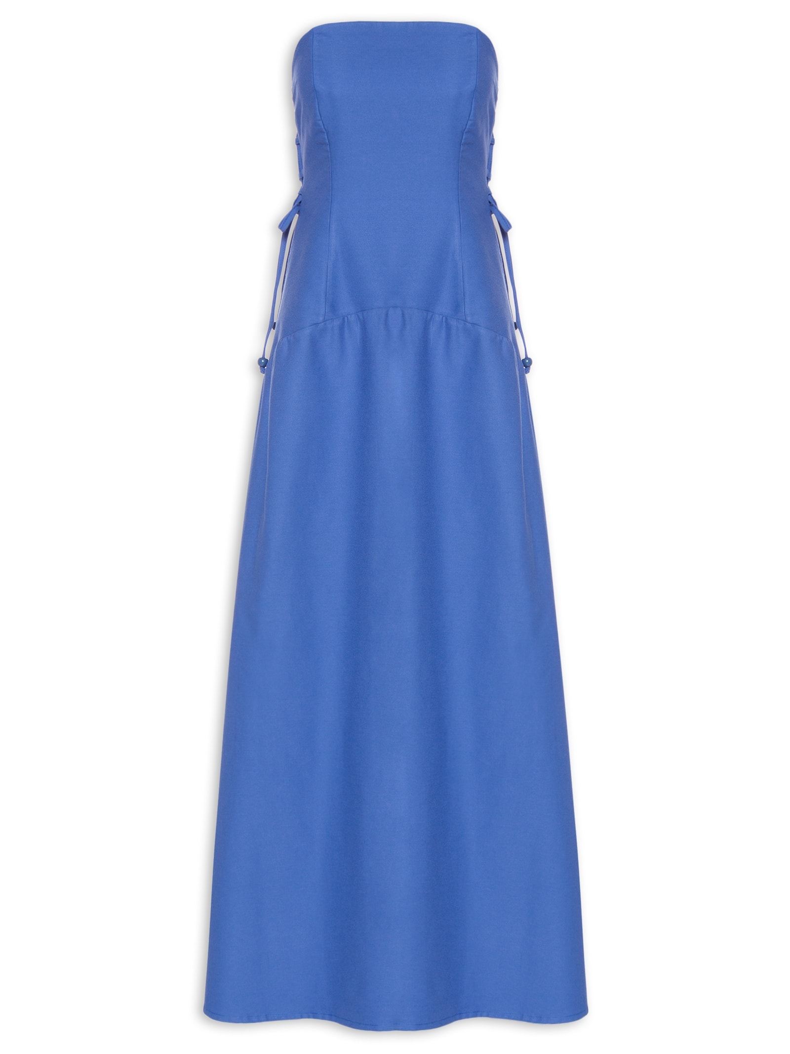 Vestido Drop Waist Amarração Lateral Azul Cacay