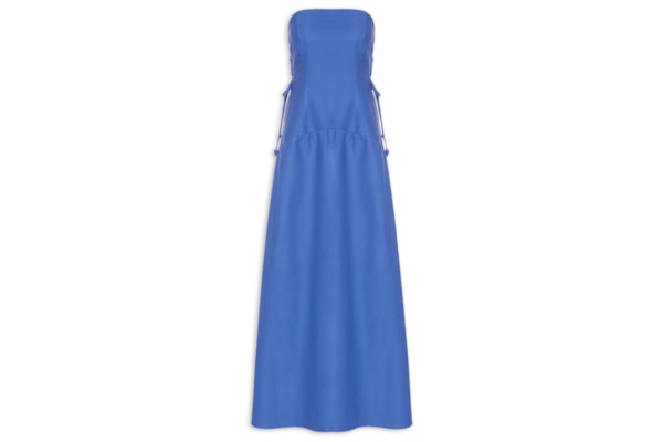 Vestido Drop Waist Amarração Lateral - Azul