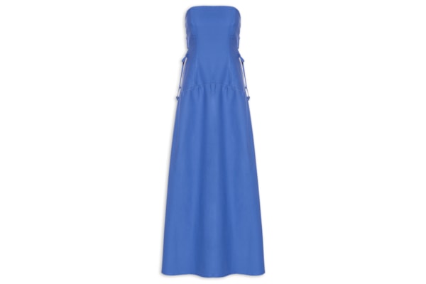 Vestido Drop Waist Amarração Lateral - Azul