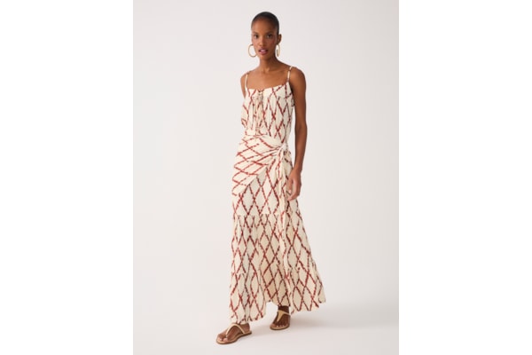 Vestido e Lenço Estampa Férias de Verão - Vermelho
