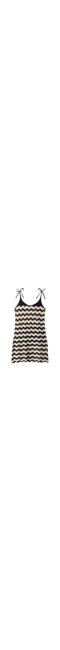 Vestido Em Crochê Com Estampa Chevron - Preto