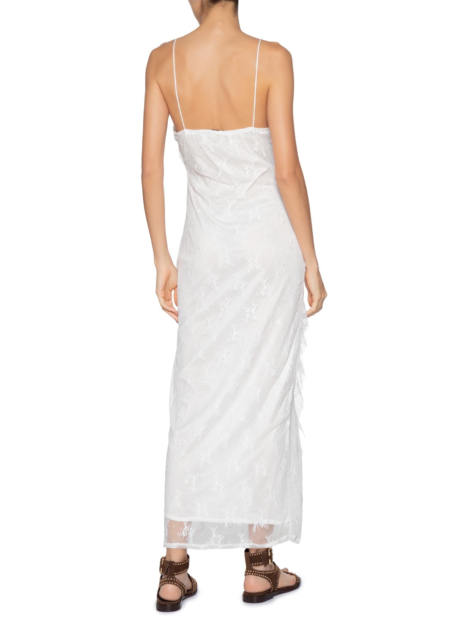 Vestido Em Renda Com Babados Off White Market 33