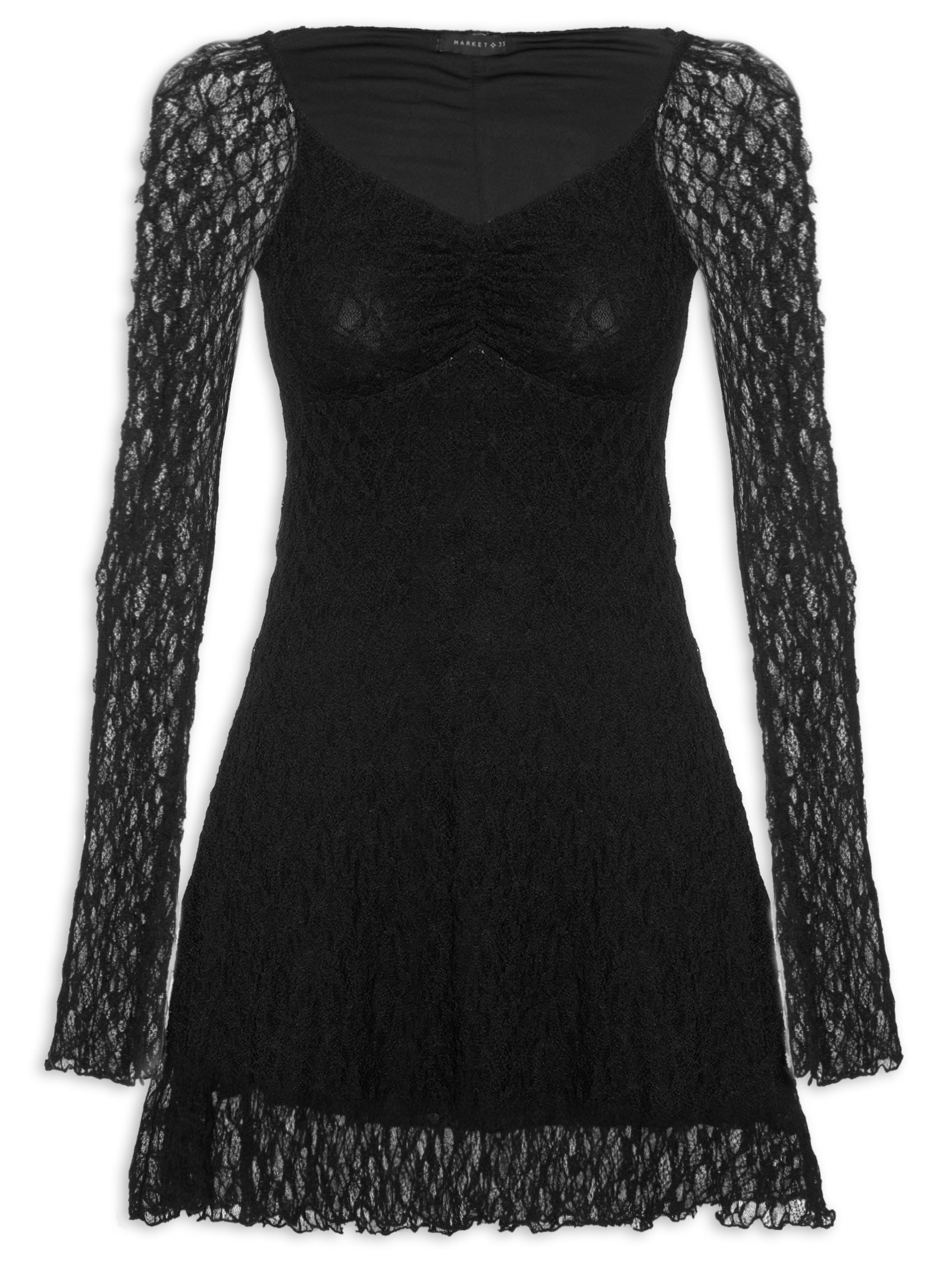Vestido Em Renda Preto Market 33