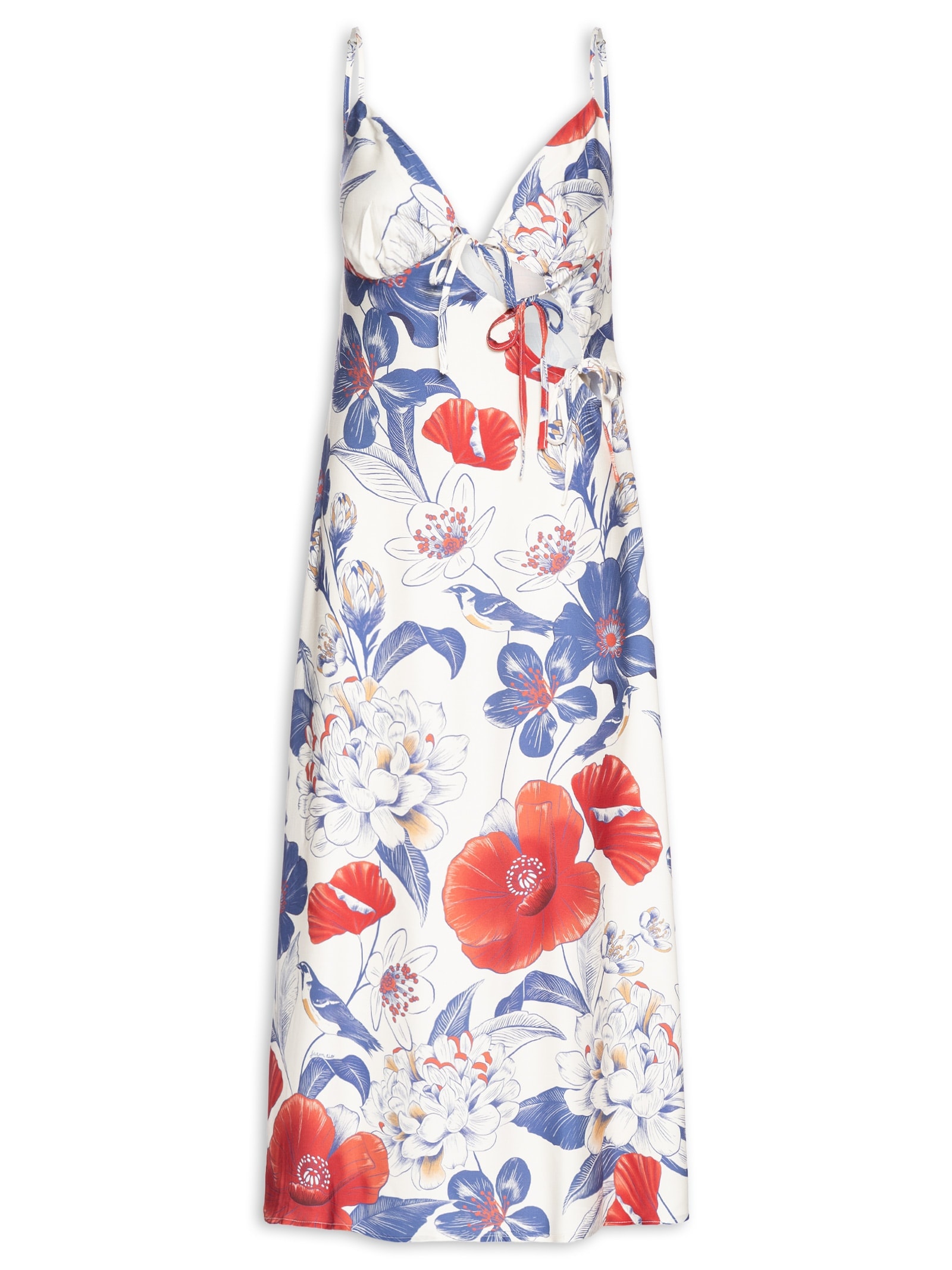 Vestido Enviesado Floral Vera Branco Farm